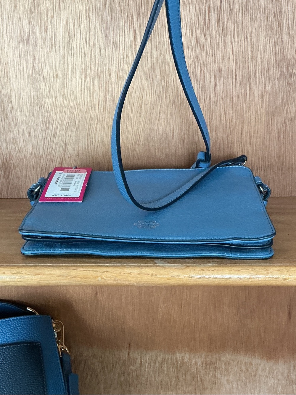 Vince Camuto Teal Pebbled Leather Crossbody - Picture 3 of 6